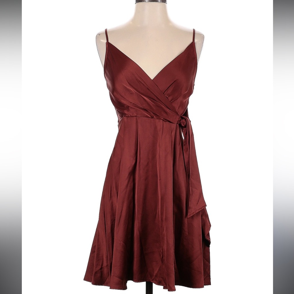 NWT EXPRESS satin burnt orange wrap dress size L